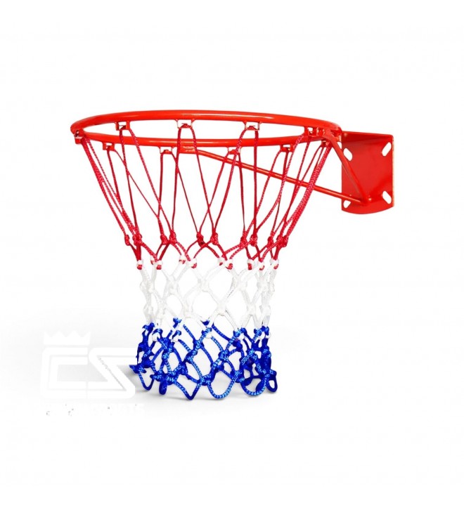 Basketball Net Polyester Braided Rope 12 Loops 1 Pair (Red-White-Blue)